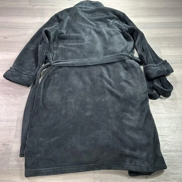 Tommy Bahama Robe Mens Medium Gray Fleece Belted Lounge Sleepwear Bathrobe - Picture 2 of 11